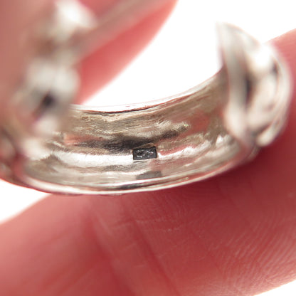 925 Sterling Silver Vintage Oxidized Ornate Hoop Earrings