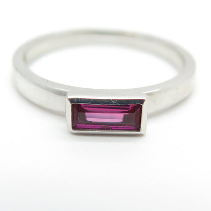 925 Sterling Silver Lab-Created Pink Sapphire Ring Size 8.75