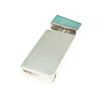 JERAMIE 925 Sterling Silver Vintage Real Opal Modernist Slide Pendant