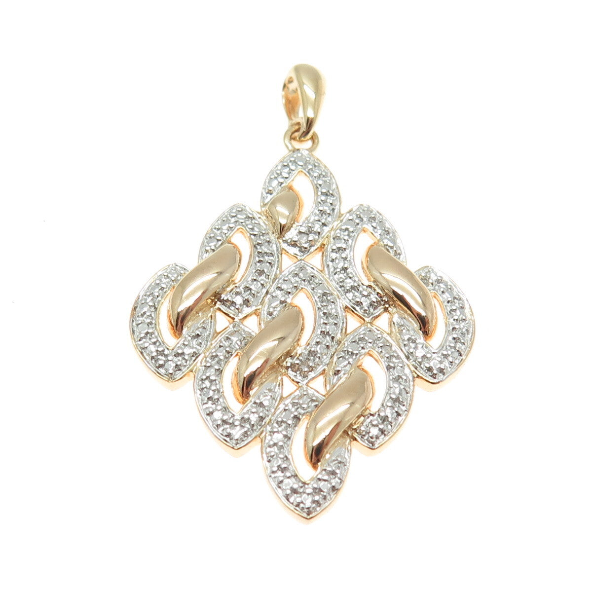 ROSS SIMONS 925 Sterling Silver 2-Tone Real Diamond Accent Pendant