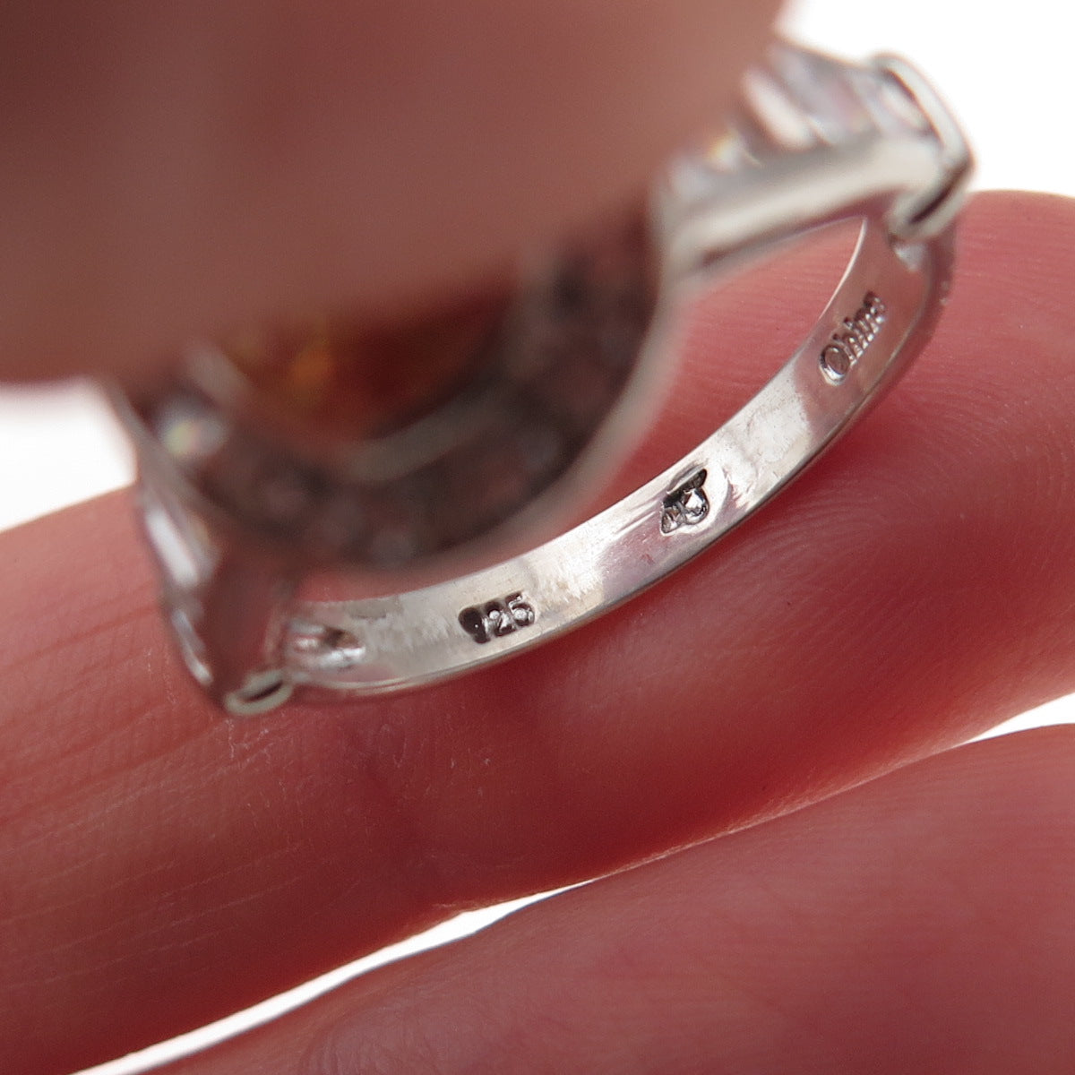 925 Sterling Silver Canary & White C Z Ring Size 7.25