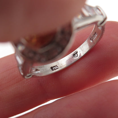 925 Sterling Silver Canary & White C Z Ring Size 7.25