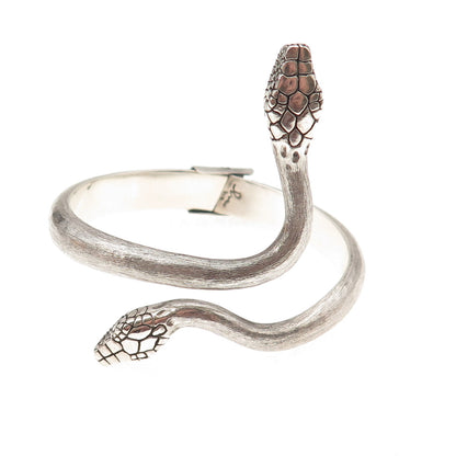 Mariella Pilato Sterling Silver Vintage Modernist Snake Oxidized Bracelet 6.5"