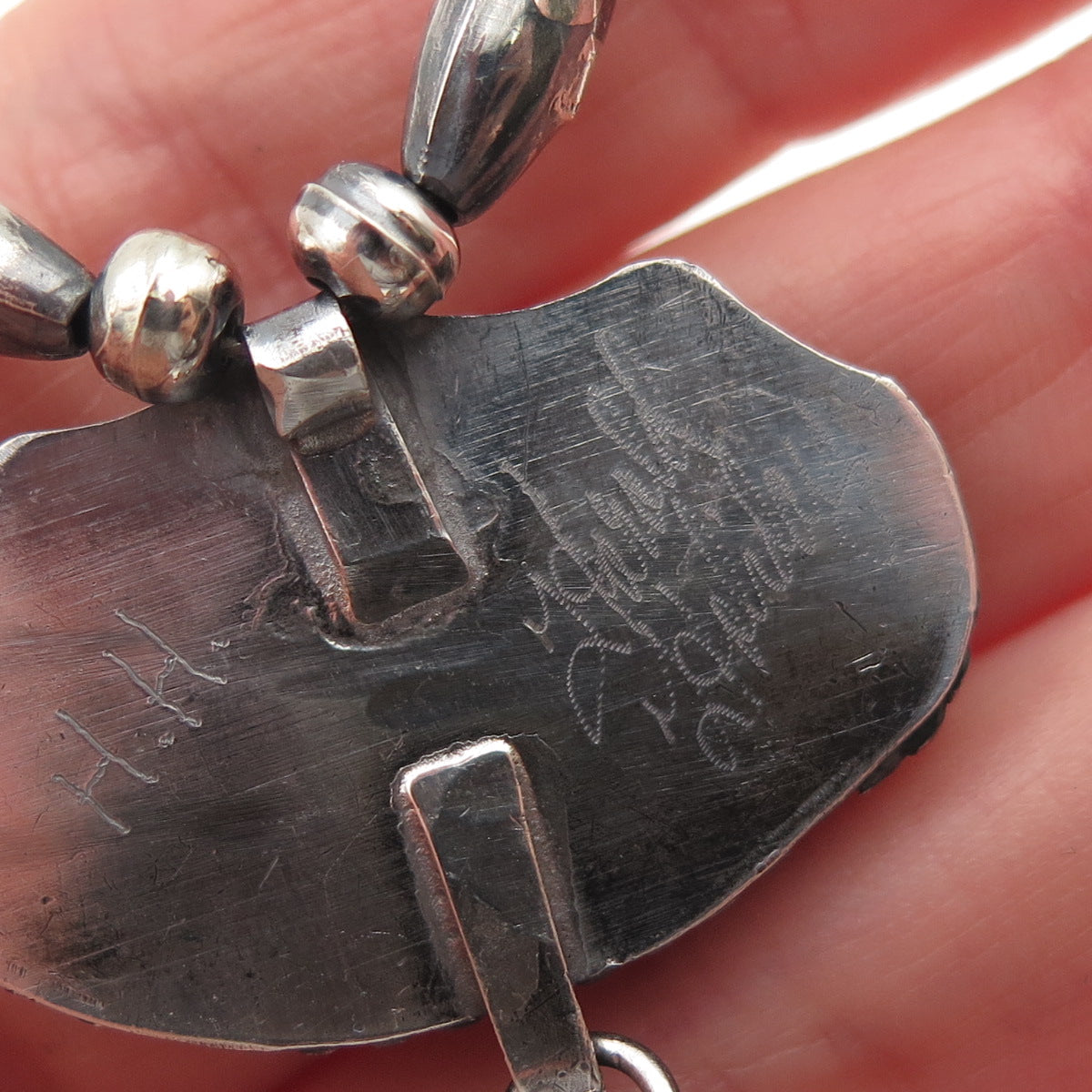 Harrison Yazzie Navajo Old Pawn Sterling Silver Vintage Turquoise Necklace 20"