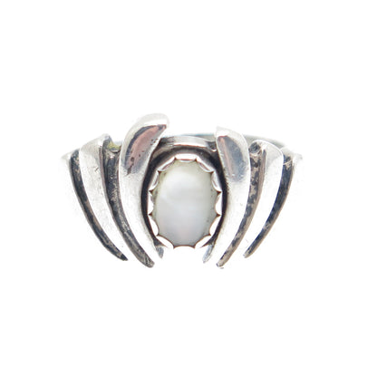 WHEELER MFG CO. 925 Sterling Silver Vintage Real MOP Oxidized Ring Size 5