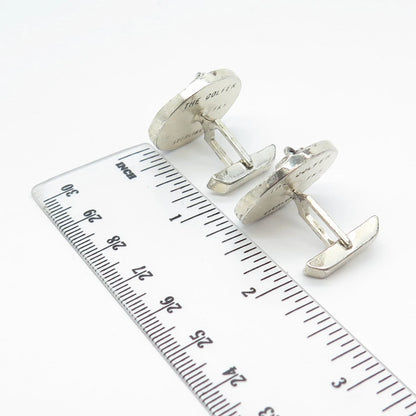925 Sterling Silver Vintage F & S Golfer Round Cufflinks