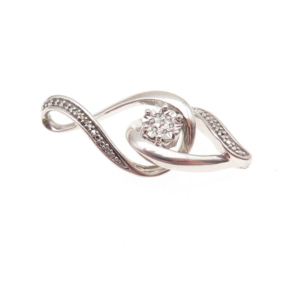 925 Sterling Silver Real Round-Cut Diamond Interlocked Eternity Charm Pendant