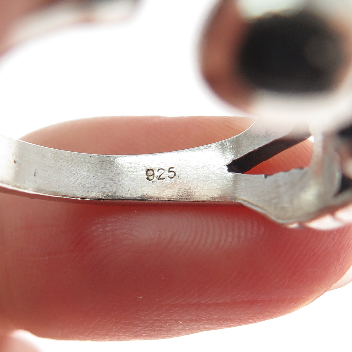 925 Sterling Silver Vintage Skeleton Biker Oxidized Ring Size 12.25