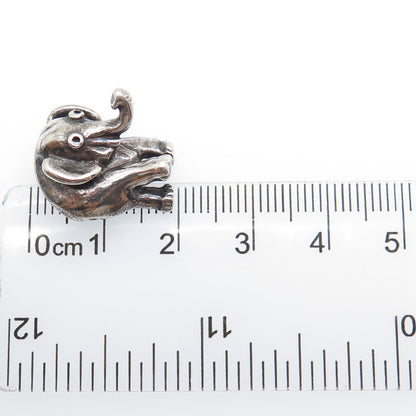 925 Sterling Silver Vintage Elephant Oxidized Minimalist Charm Pendant