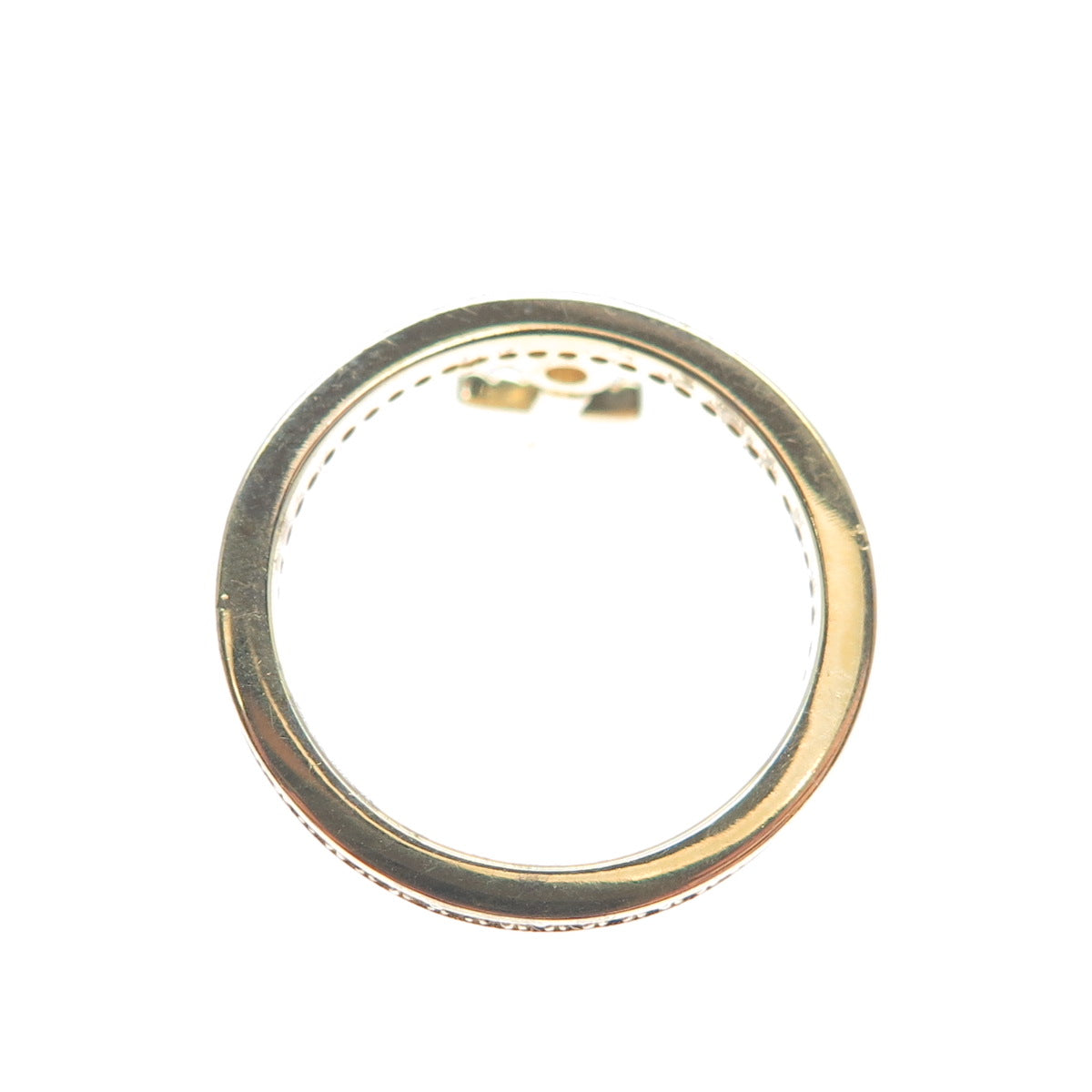 MILOR Sterling Gold Plated Italy Round-Cut C Z Cross Dangle Charm Ring Size 6.25