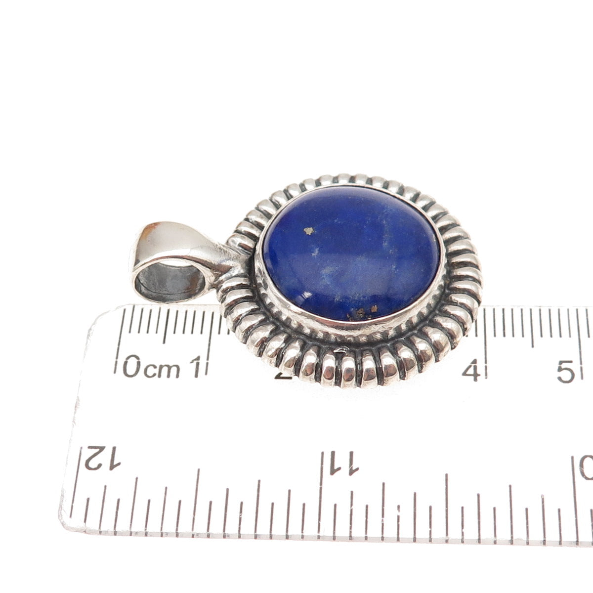 Shube 925 Sterling Silver Vintage Real Lapis Sun Oxidized Pendant