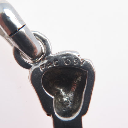 925 Sterling Silver Vintage FAC 1997 Rawhide Bone Charm Pendant