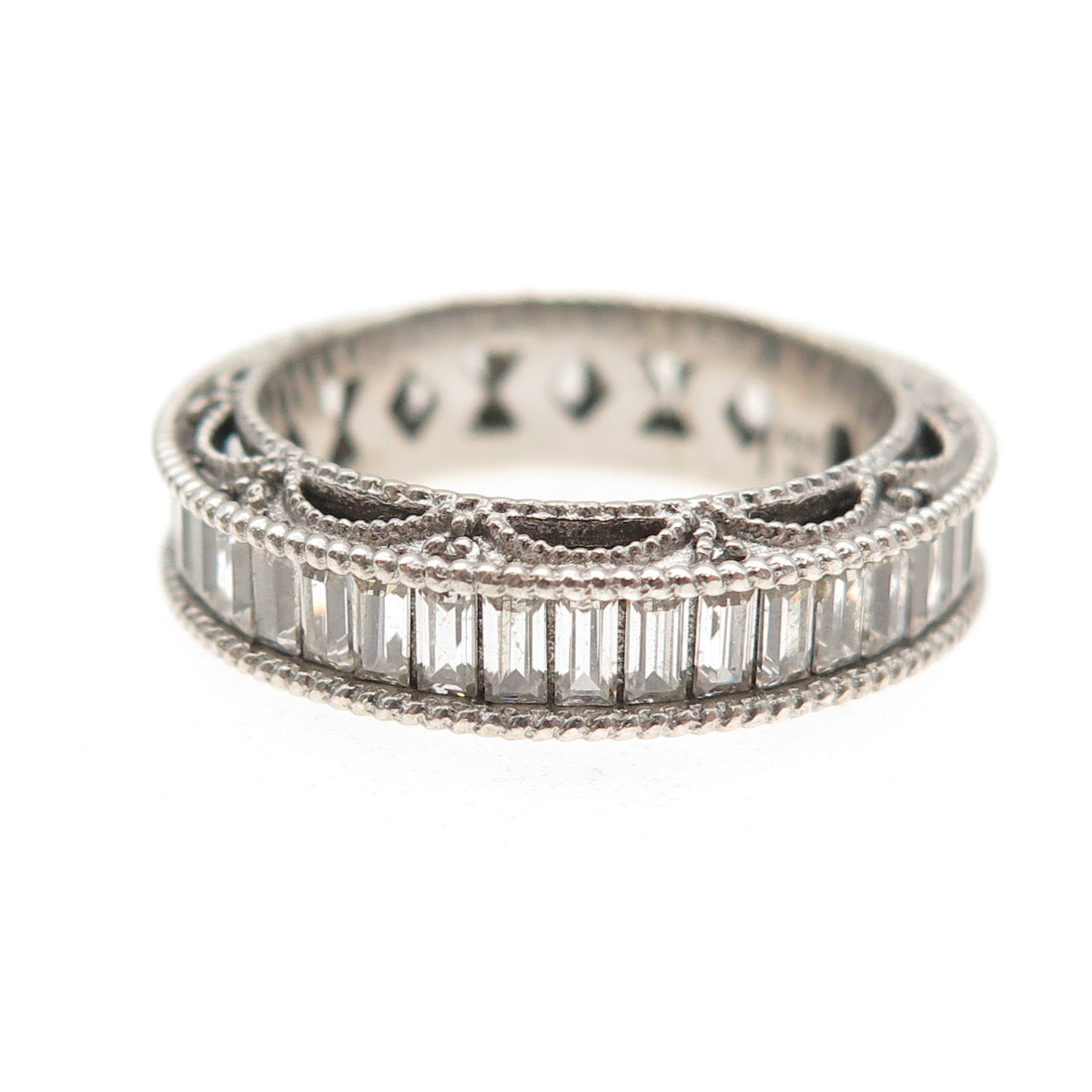 Michael Valitutti Gems En Vogue 925 Sterling C Z Eternity Band Ring Size 7.25