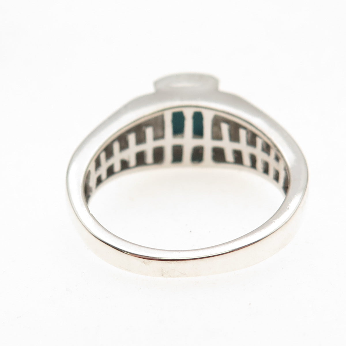 Chuck Clemency 925 Sterling Silver Real Diamond & Turquoise Ring Size 11.25