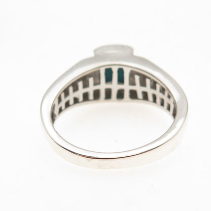 Chuck Clemency 925 Sterling Silver Real Diamond & Turquoise Ring Size 11.25