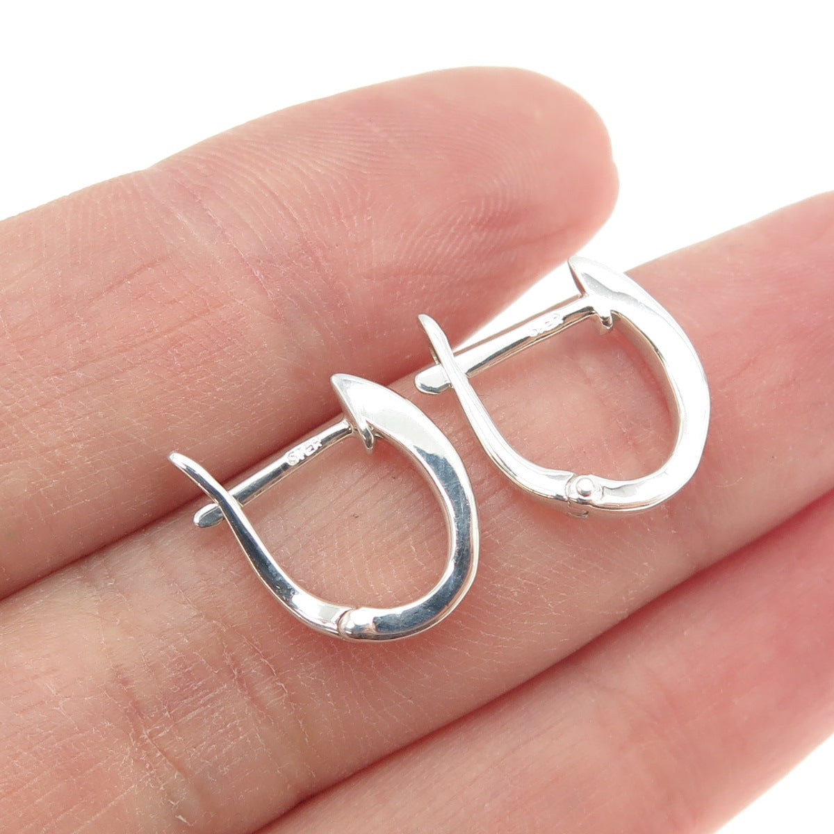 925 Sterling Silver Fisher Hook Hoop Earrings