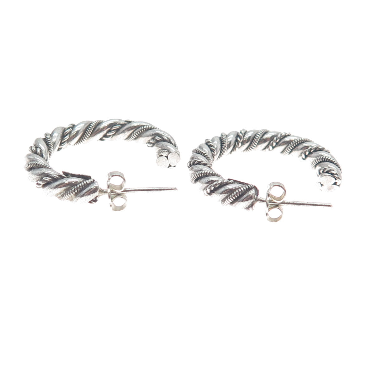 SUARTI BALI 925 Sterling Silver Vintage Twisted Oxidized Hoop Earrings