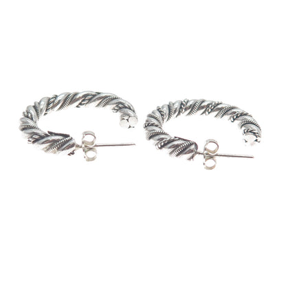SUARTI BALI 925 Sterling Silver Vintage Twisted Oxidized Hoop Earrings
