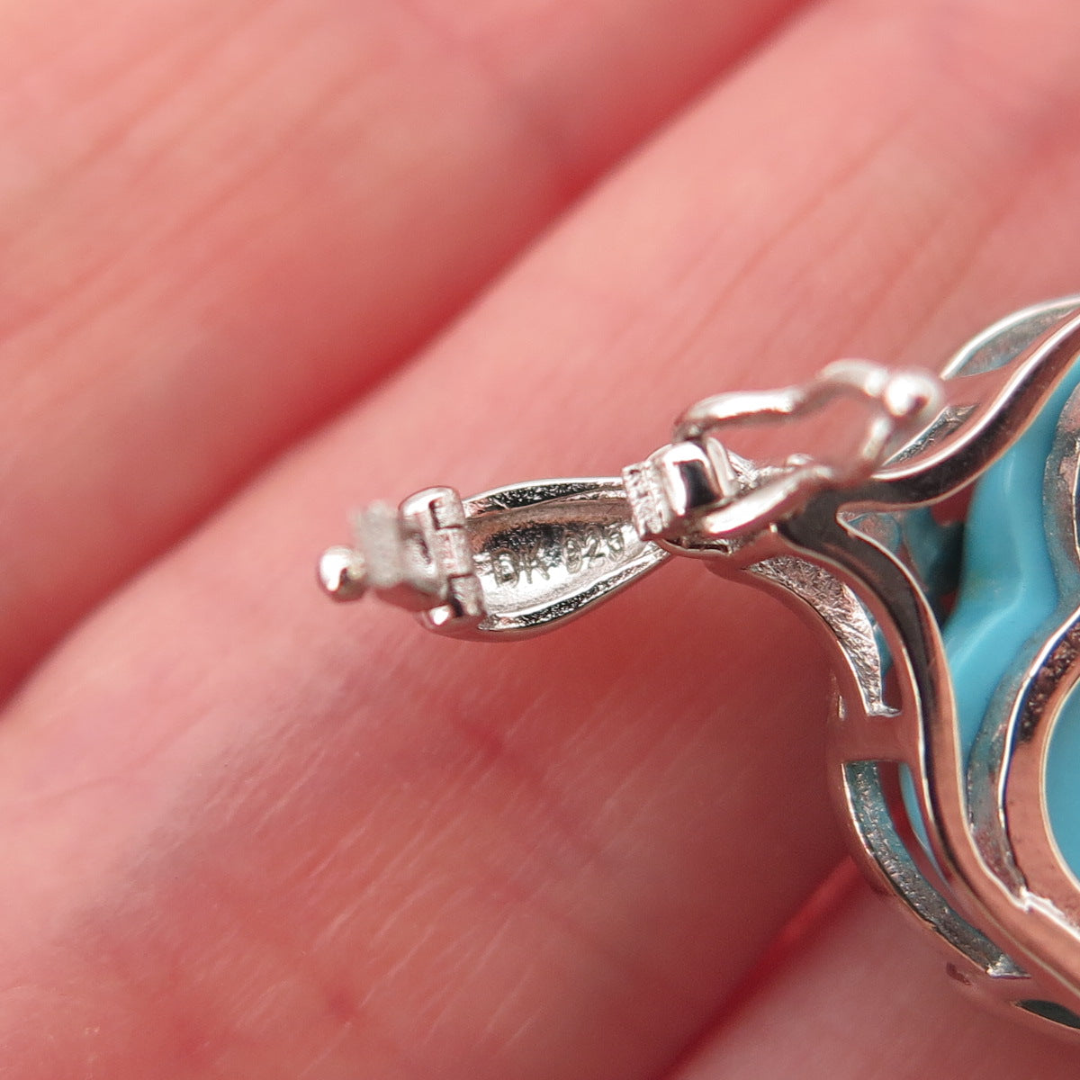 925 Sterling Silver Real Sleeping Beauty Turquoise Heart Chain Necklace 18-20"
