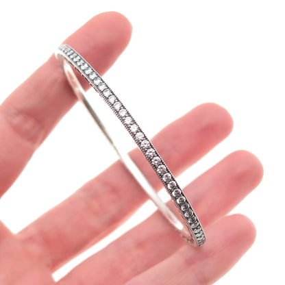 Pandora 925 Sterling Silver Round-Cut C Z Bangle Bracelet 6.5"