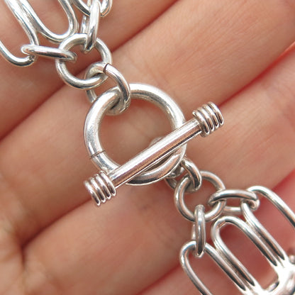 925 Sterling Silver Vintage Modernist Paperclip X Link Bracelet 7"