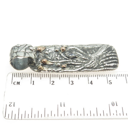 14K Rose Gold & Sterling Silver Vintage Marquise-Cut C Z Tree Monster Pendant