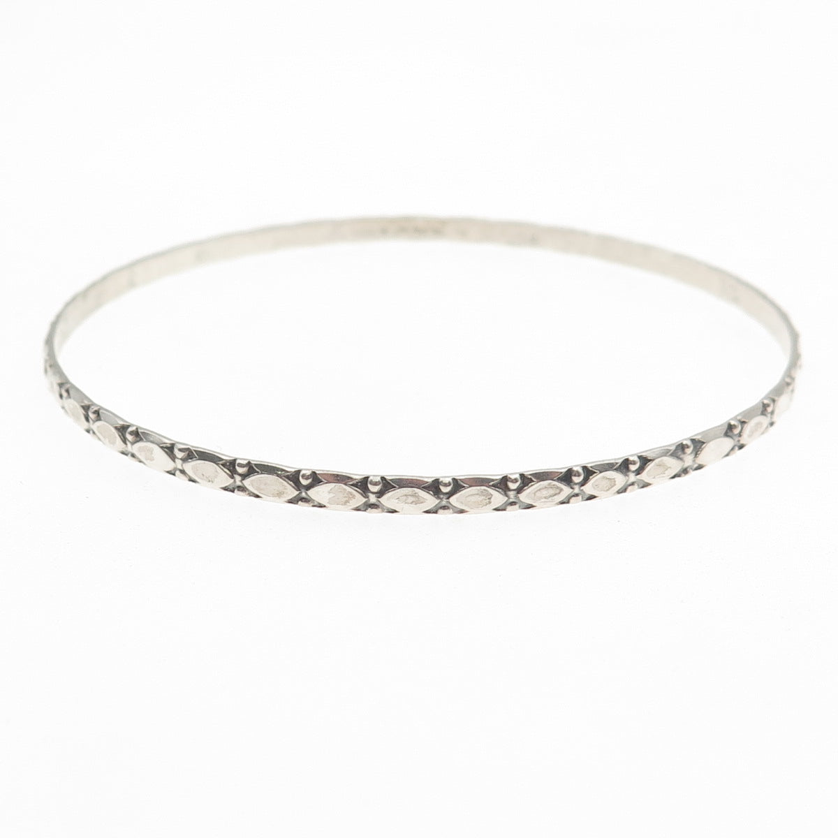 BEAU 925 Sterling Silver Vintage Ornate Oxidized Stackable Bangle Bracelet 7.75"