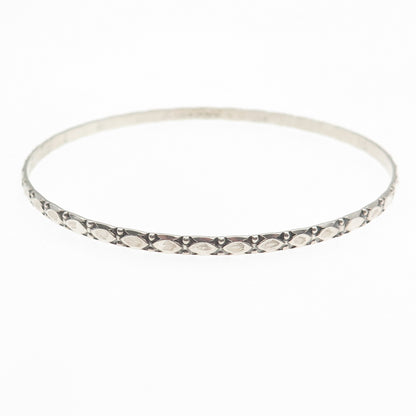 BEAU 925 Sterling Silver Vintage Ornate Oxidized Stackable Bangle Bracelet 7.75"