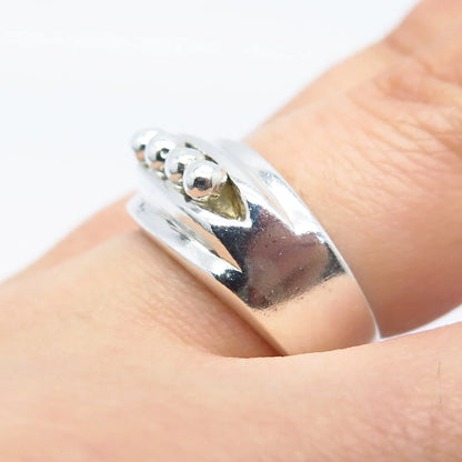925 Sterling Silver Vintage Beaded Ring Size 5.5