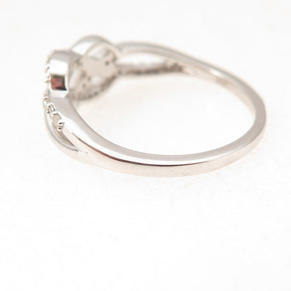 Charles Winston 925 Sterling Silver Real Diamond Love Knot Ring Size 7.75