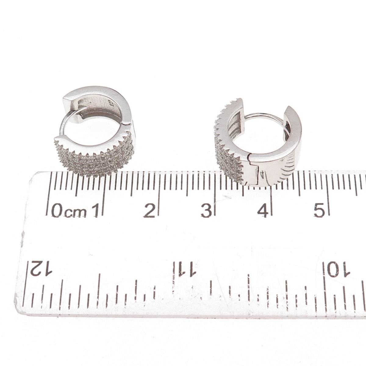 925 Sterling Silver Round-Cut C Z 4-Row Hoop Earrings