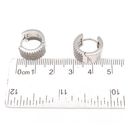 925 Sterling Silver Round-Cut C Z 4-Row Hoop Earrings