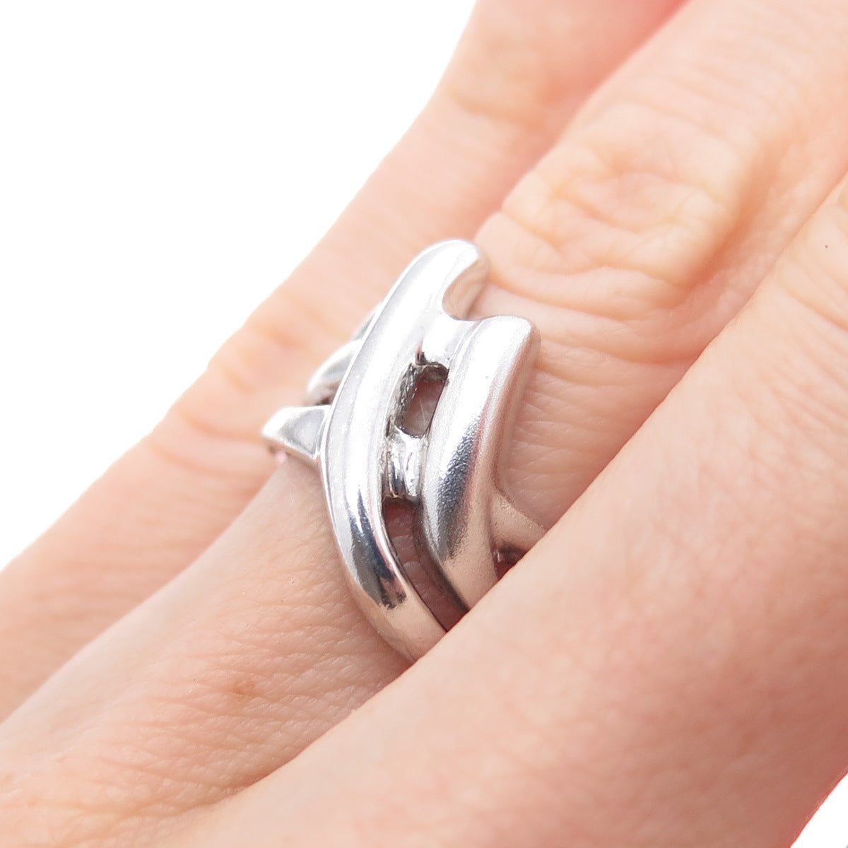 925 Sterling Silver Vintage Modernist Mountain Ring Size 6.25