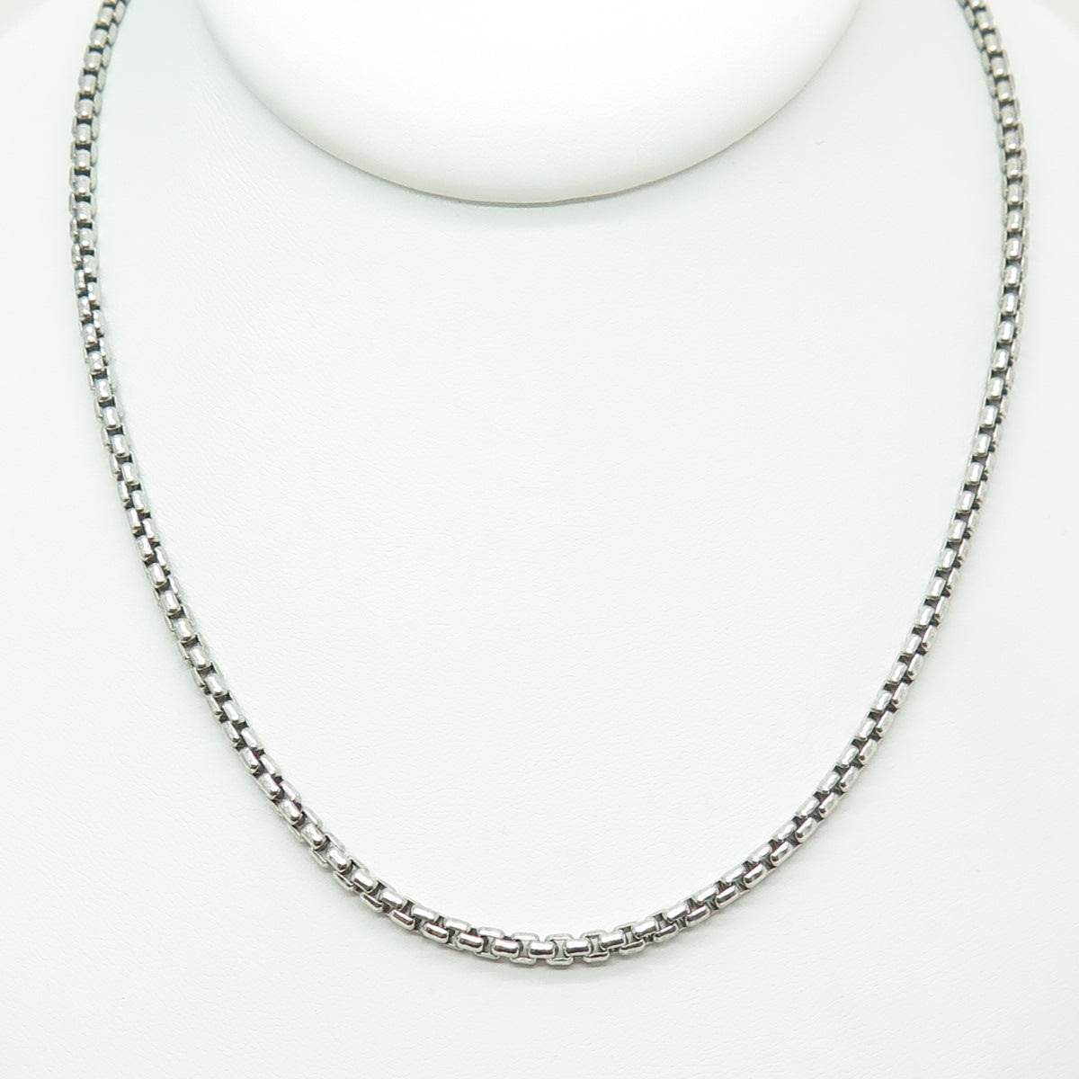 925 Sterling Silver Italy Round Box Chain Necklace 30"