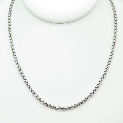 925 Sterling Silver Italy Round Box Chain Necklace 30"