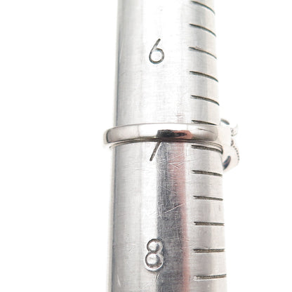 925 Sterling Silver Pear-Cut Lab-Created Sapphire Heart Ring Size 7