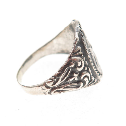 925 Sterling Silver Antique Art Deco St. Anthony Oxidized Ring Size 8.75