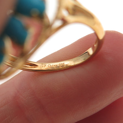 Tehya Oyama Sterling Gold Plated Real Sleeping Beauty Turquoise Ring Size 8.25