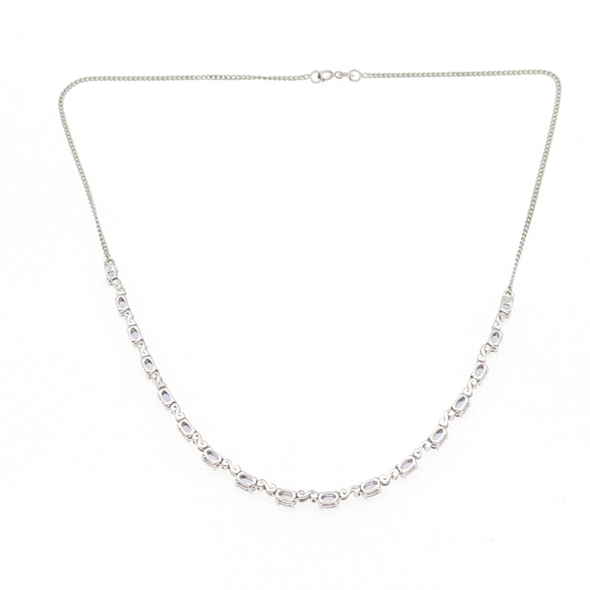 Chuck Clemency 925 Sterling Silver Real Tanzanite Cuban Chain Necklace 18"