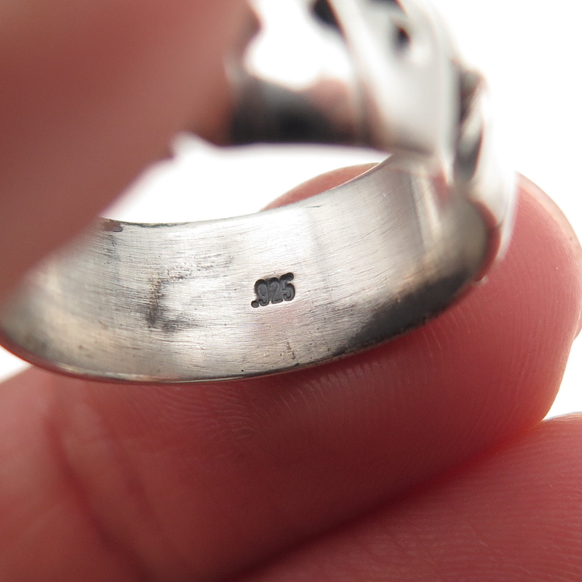 925 Sterling Silver Vintage Elaine Oxidized Name Band Ring Size 7