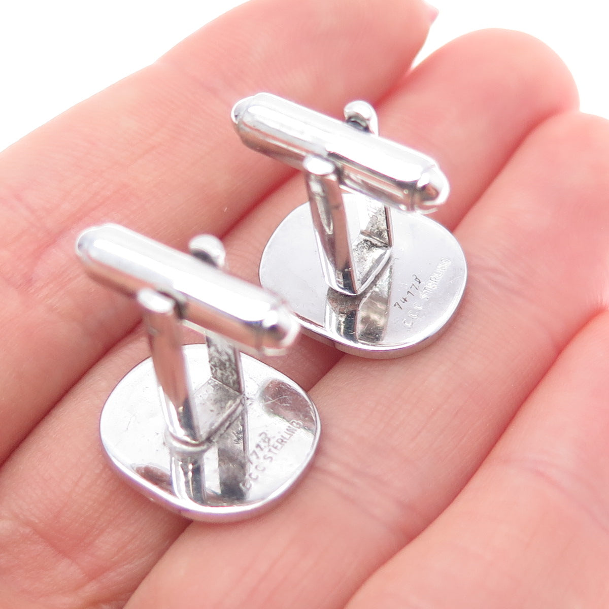 925 Sterling Silver Vintage Cushion Oval Cufflinks
