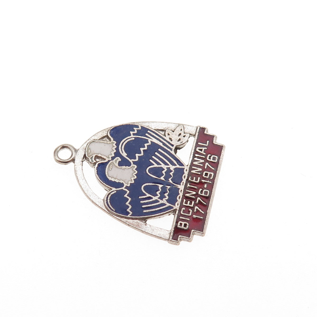 Fort Inc. Sterling Silver Vintage Enamel 1776-1976 Bicentennial Charm Pendant