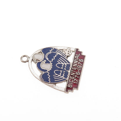 Fort Inc. Sterling Silver Vintage Enamel 1776-1976 Bicentennial Charm Pendant