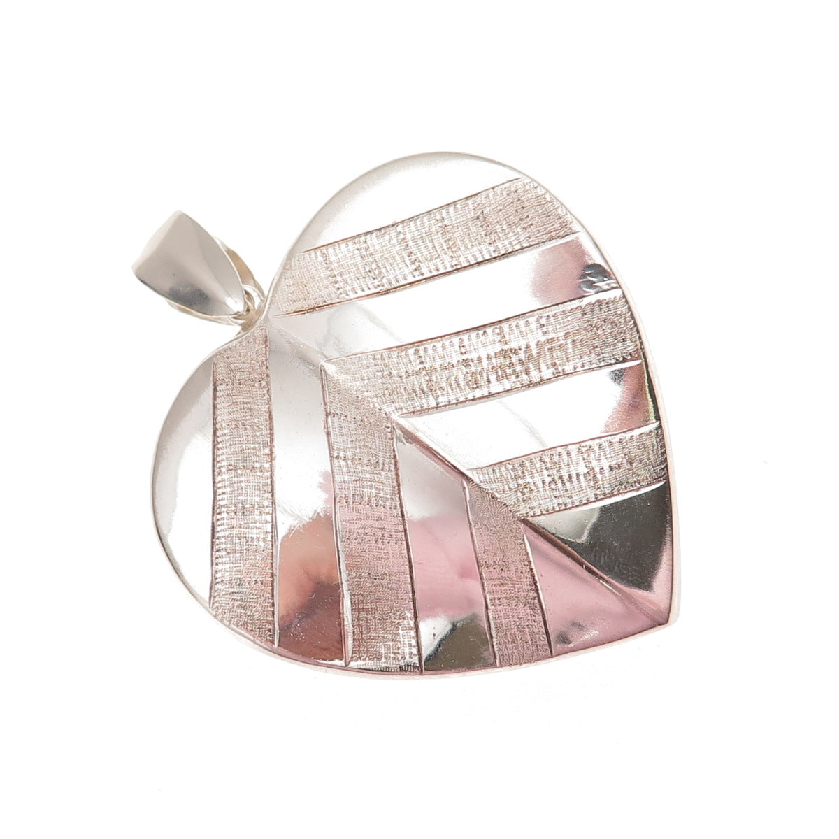 925 Sterling Silver Vintage Modernist Heart Pendant