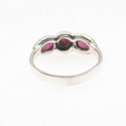 925 Sterling Silver Vintage Real Tourmaline Oxidized Ring Size 4.75