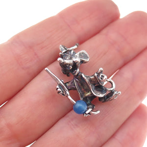 Disney & Cellini 925 Sterling Silver Vintage Glass Jaq Cinderella Charm Pendant