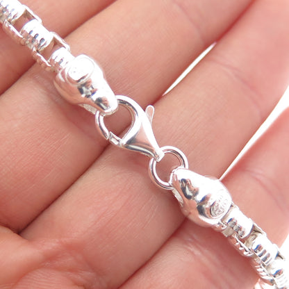 925 Sterling Silver Vintage Italy Box Link Bracelet 6.75"