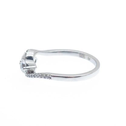 925 Sterling Silver Round-Cut C Z Wavy Promise Ring Size 6.75