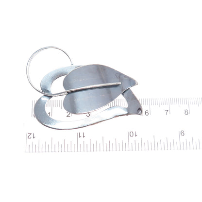 BEAU 925 Sterling Silver Vintage Modernist Floral Leaf Oxidized Pin Brooch