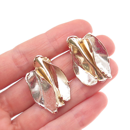 Joseph Masaniello 925 Sterling Silver 2-Tone Vintage Modernist Earrings